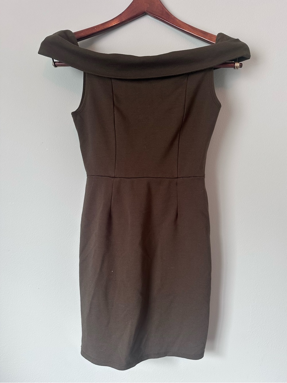 Bodycon Off Shoulder Olive Minidress, Small